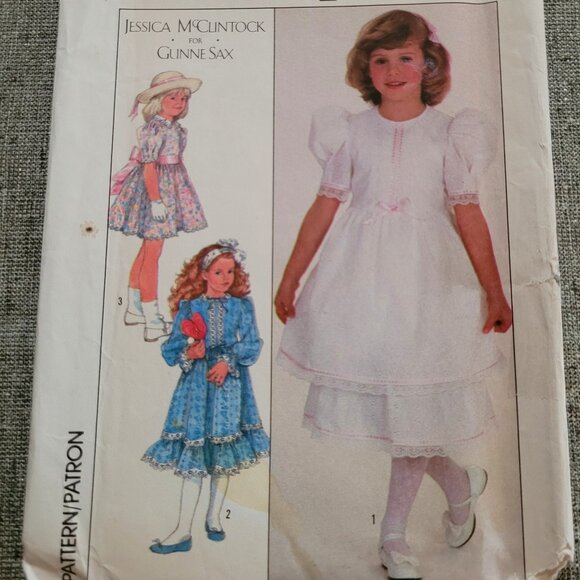 Vintage Simplicity 8771 Gunne Sax Dress Lace Ruffles Underskirt Girls Size 4 - Picture 1 of 3
